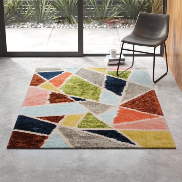 Retro Geometric Handmade Tufted Multicolor Area Rug & Reviews AllModern